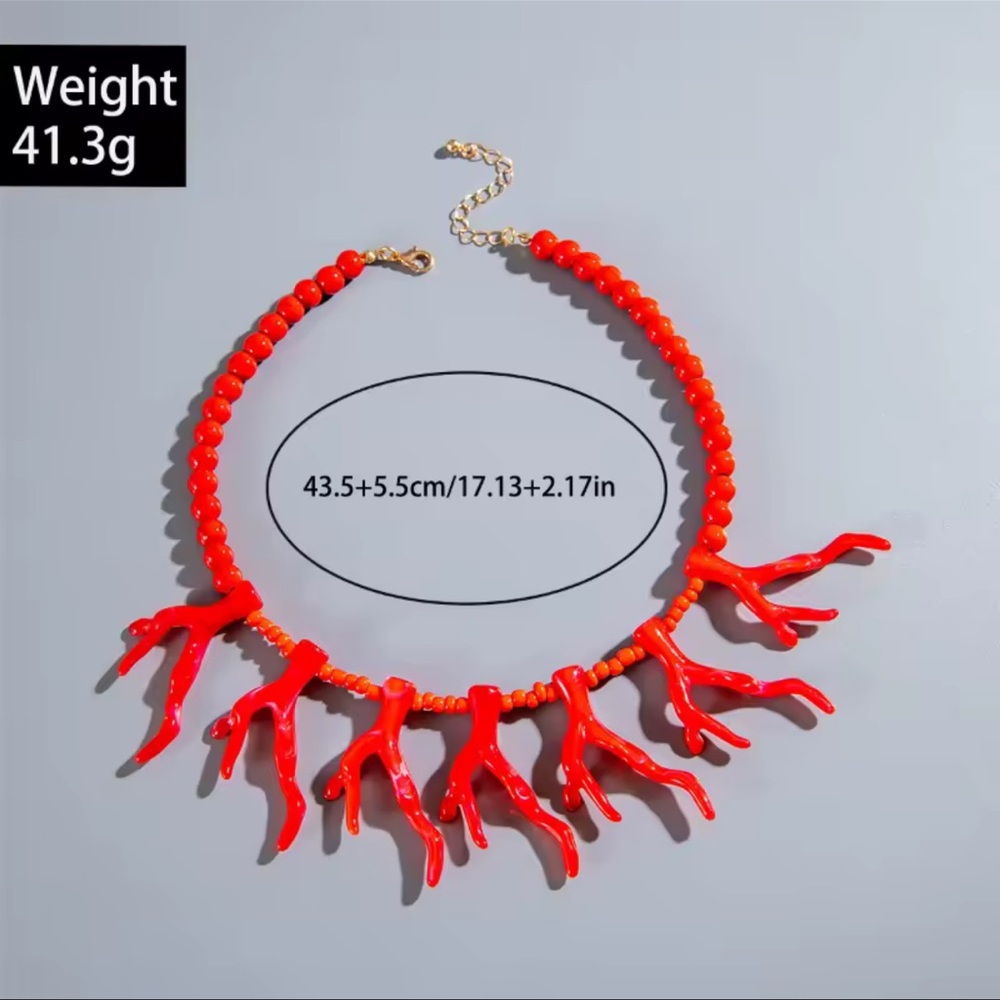 Turquoise Coral Necklace - Picture 6 of 7